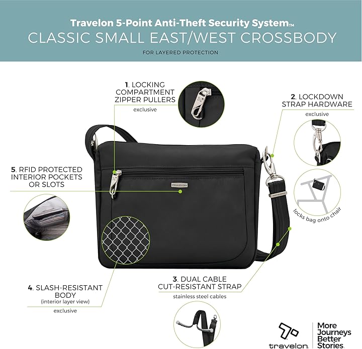 Travelon Anti-Theft Classic Small East/West Crossbody
