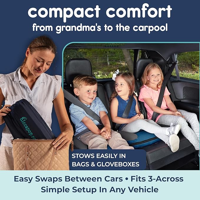Hiccapop UberBoost Inflatable Booster Car Seat | Travel Booster Car Seat | Portable Booster Seat for Toddlers, Kids, Child (Navy/Gray)