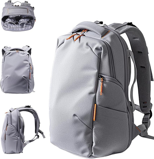 BABELIO Grid Wizard Diaper Bag Backpack - Multi Function Waterproof Diaper Bag, Travel Essentials Baby Bag with Insulated Bottle Holders, Baby Shower Gifts, Grey