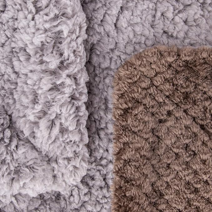 Fuzzy Sherpa Reversible Blanket for Baby, Soft Warm Cozy Coral Fleece Toddler, Infant or Newborn Reversible Blanket for Crib, Stroller, Travel, 40”×60”, Eagle Grey
