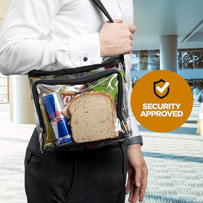 SP HOME GOODS Stadium Approved Clear Tote Bag with Adjustable Strap, Front Storage Compartment, and Mesh Pockets - See Through Zippered Clear lunch Bags for Work, School, Concerts