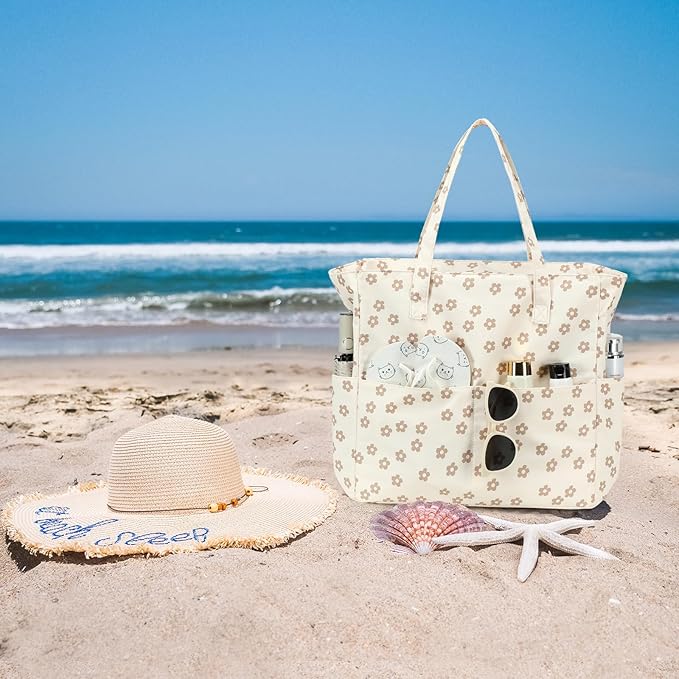 Bluboon Beach Bags for Women, Large Waterproof Tote Bag With Wet Compartment for Pool Weekender Travel Gym