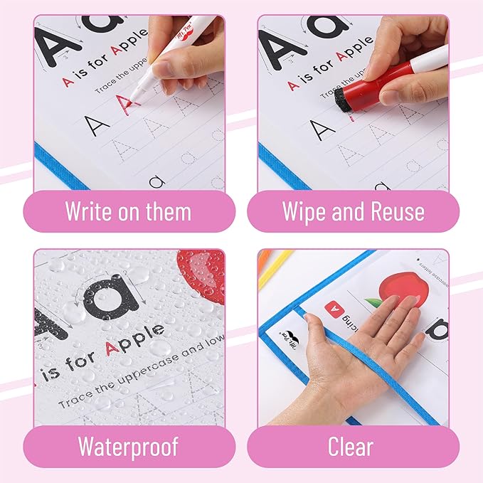 Mr. Pen- Dry Erase Pocket Sleeves, 10 x 14 Inch, 6 Pack, Colorful, Plastic,Reusable, Clear, Classroom Sleeves