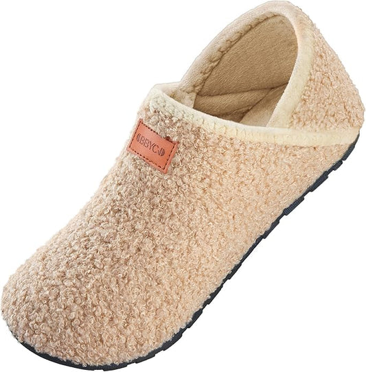 Women's Men's Fuzzy Fur Slippers Casual House Shoes Non Slip Barefoot Slipper Socks Warm Closed Back Indoor Outdoor Shoes