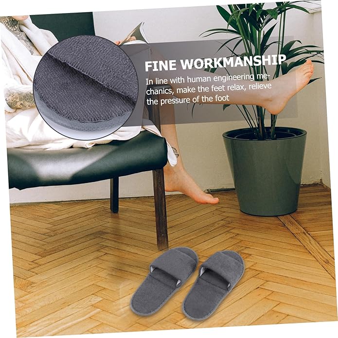 minkissy 2pairs Comfortable Non-slip Travel Slippers for Men and Women Foldable Hotel and Indoor Use Grey for Guests Travelers