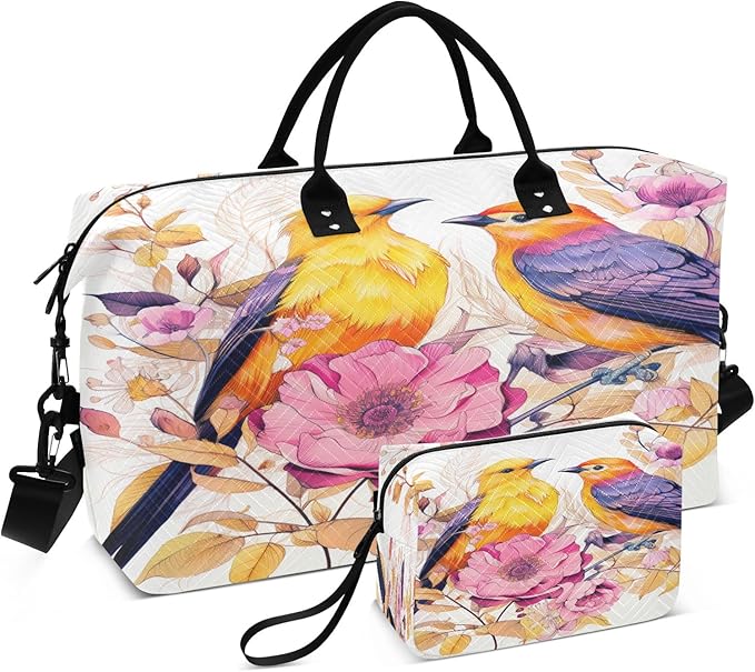 Flowers Spring Bird Travel Duffle Bag Gym Yoga Carry on Bags for Men Women Weekender Bag
