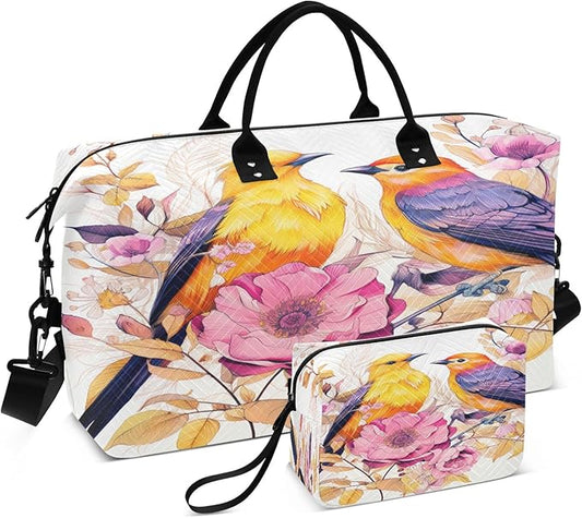 Flowers Spring Bird Travel Duffle Bag Gym Yoga Carry on Bags for Men Women Weekender Bag