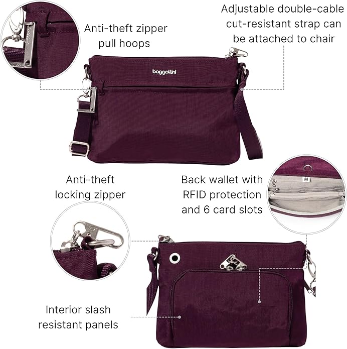 Baggallini womens Securtex Anti-theft Memento Crossbody Bag