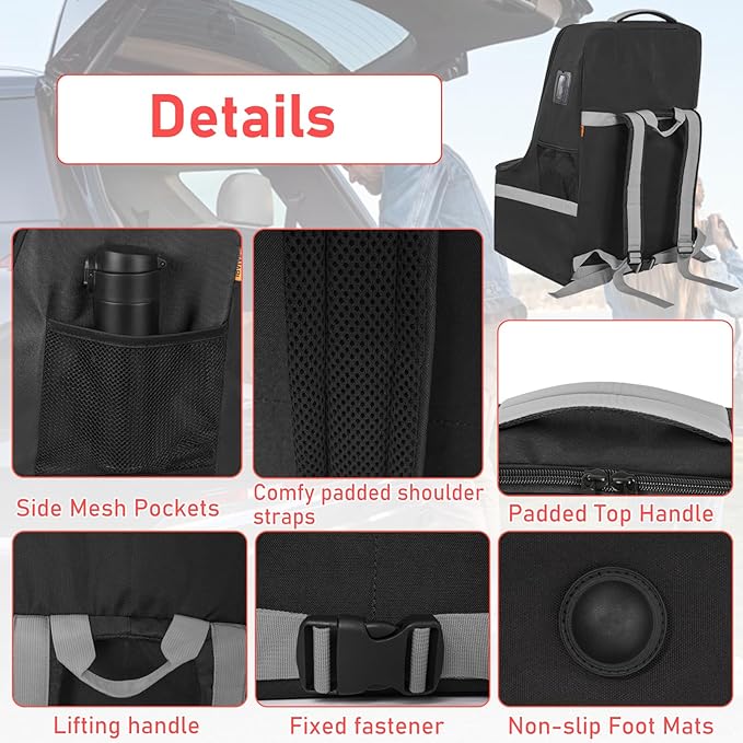 Padded Car Seat Travel Bag for Airplane, Heavy Duty Car Seat Bag for Air Travel Gate Check Carseat Carrier Bag with Shoulder Strap, Fits Most Baby & Infant Car Seats