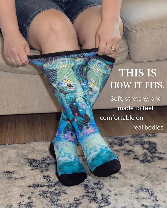 Extra Wide Diabetic Socks for Swollen Feet Men Women Non Binding Soft Stretch Colorful Design