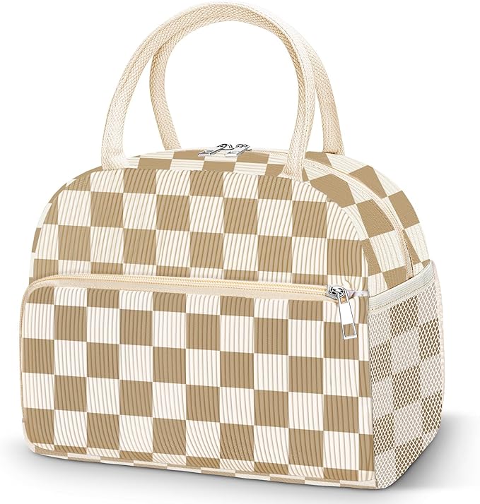 Coobiiya Lunch Bag Lunch Box for Women Men, Reusable Cute Corduroy Lunchbag - Leakproof, Insulated LunchBox Tote with Large Capacity, Dot