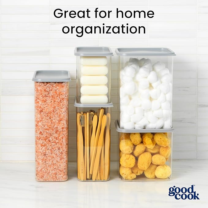 GoodCook Food Storage Container with Lid BPA-Free Square Modular & Stackable Design, 3-Quart, Clear