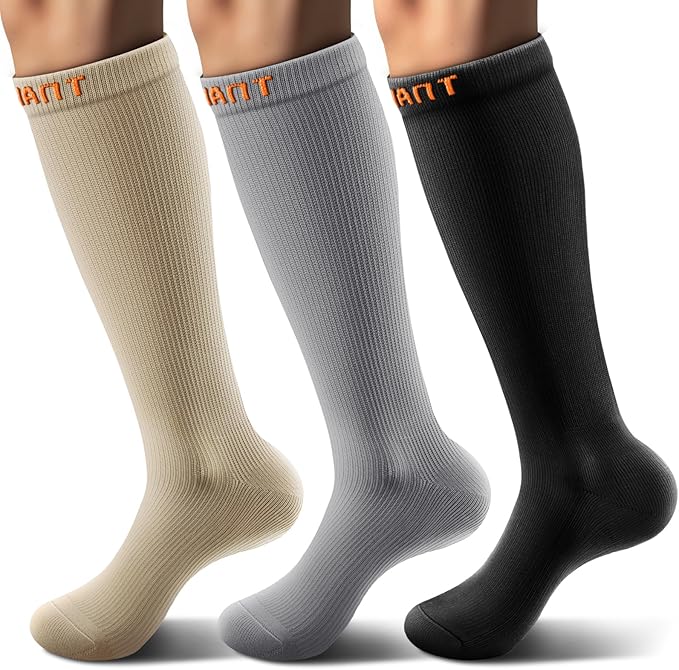 BULLIANT Compression Socks 3Pairs-15-20mmHg Circulation Support Men Women Hiking Sports Recovery-Upgraded Wicking Tech