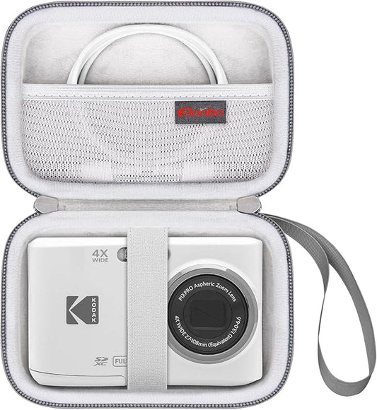 Elonbo Camera Carrying Case for KODAK PIXPRO FZ55 / FZ53 / FZ45 / FZ43 16MP Digital Camera, Vlogging Camera Storage Holder Travel Bag, Mesh Bag Fits Batteries, Cable, Memory Card, Card Reader, Grey