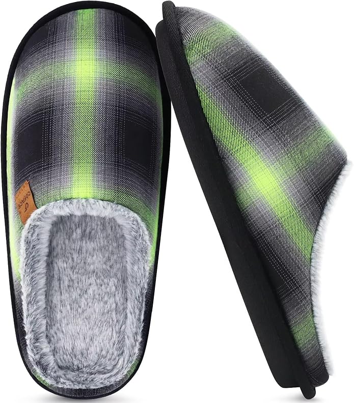 COFACE Mens Cozy Memory Foam Scuff Slippers Casual Slip On Warm House Shoes Indoor/Outdoor Sandal Slippers With Arch Support Rubber Sole Size 7-15