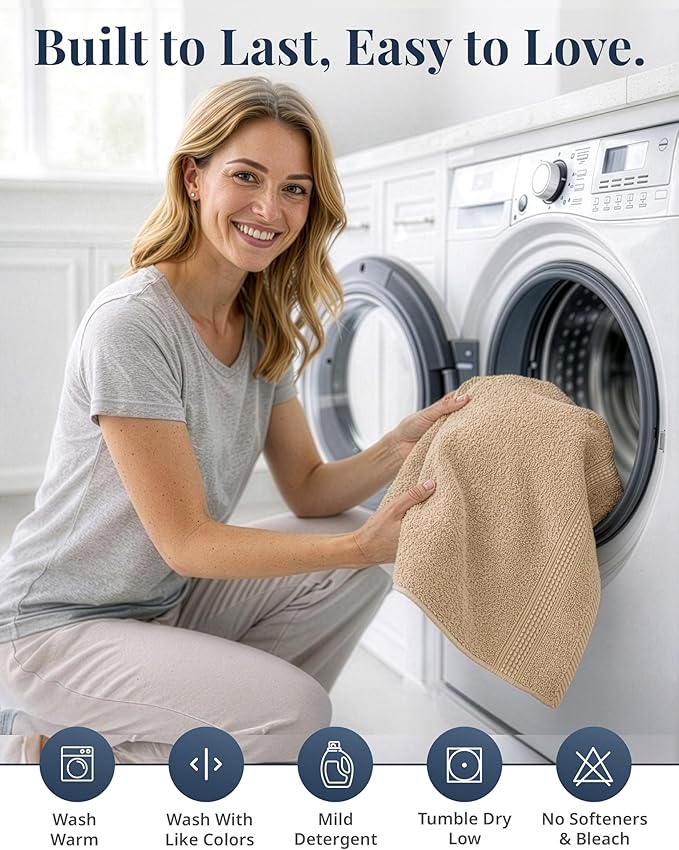 LANE LINEN Bathroom Hand Towels - 6 Pack (16" x 28"), 100% Ringspun Cotton Hand Towel Set - Soft, Lightweight, Fade & Shrink Resistant - Everyday Use, Face Towels for Bathroom, Gym and Travel - Taupe