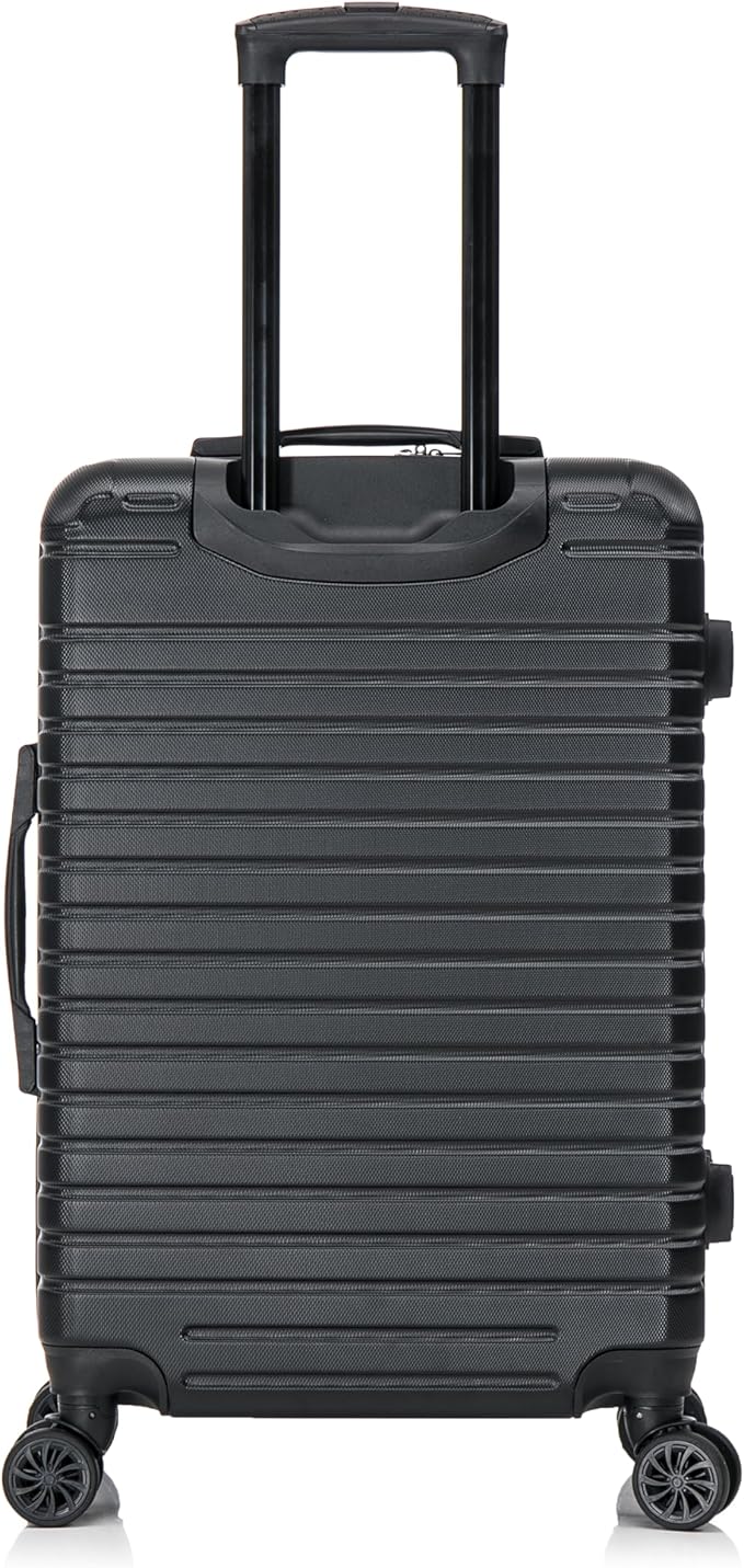 InUSA DEEP Luggage with GEL Handle | Spacious Traveling Suitcases, Travel Suitcase with Dual Spinner Wheels and Studs | 24 Inch Medium Hardside Luggage | Black
