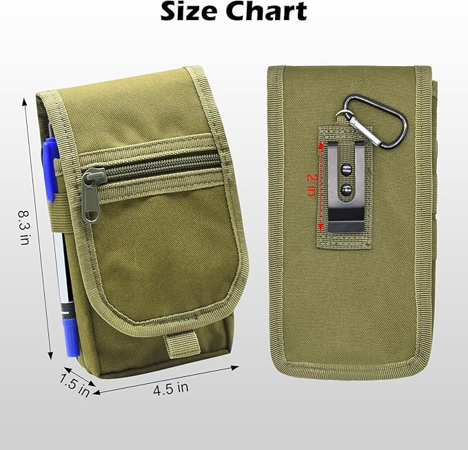 Belt Tool Pouch, Tactical Utility Organizer with Cell Phone Holder, Durable Heavy-Duty 1000D Nylon EDC Multitool Holster with Multi-Pockets for Electricians, Handymen, Work, Hiking, Daily Use