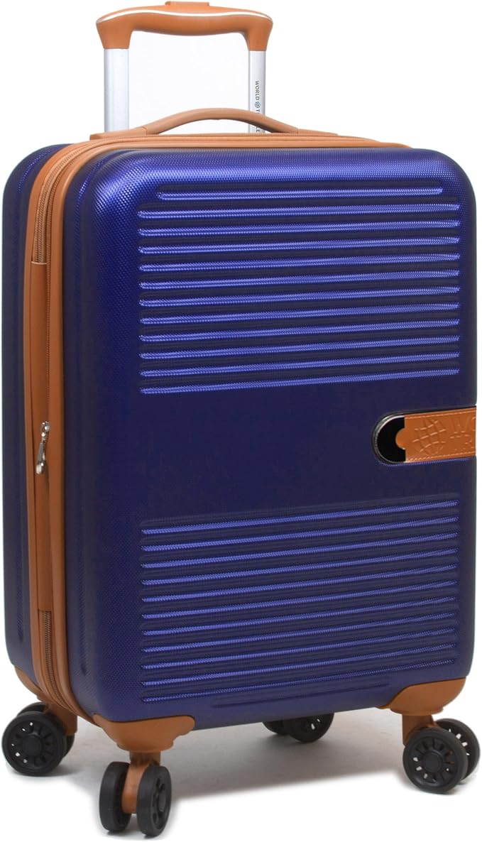 World Traveler Garland Lightweight Hardside 20-Inch Carry-On Expandable Spinner Luggage with TSA Lock & USB Port - Navy