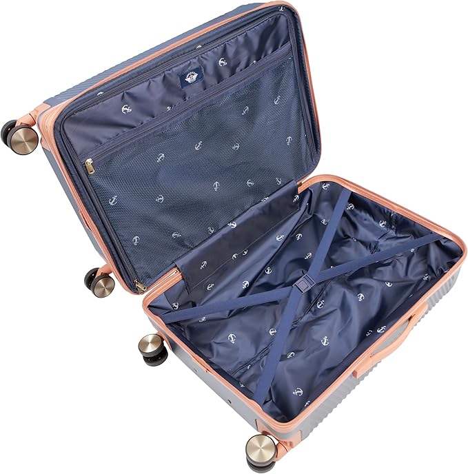 Dockers Spectra Hardside Expandable 8-Wheel Spinner Checked Luggage, 3-Piece Set, Timberwolf