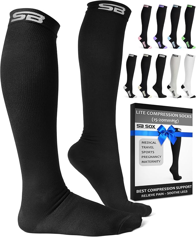 SB SOX Lite Compression Socks for Men & Women (15-20mmHg) – Best Compression Socks for Travel, Sports, and Daily Wear - XXL Sizes too!
