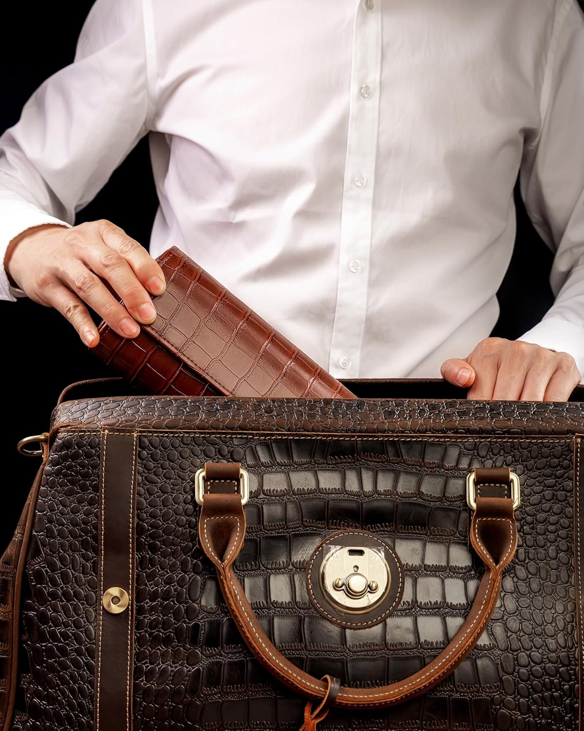 MR.OKAY 2 Watch Travel Case- Classic Leather Watch Case With Superb Texture.(Portable Watch Roll Or Organizer For Storage And Display).Festival Gift For Men ndcrafted By Artisans.