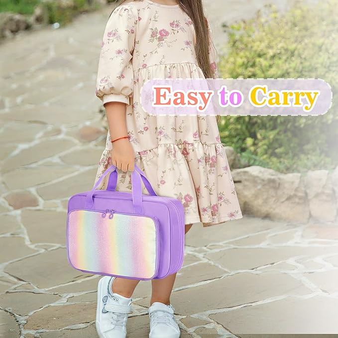 Hanging Hair Accessories Organizer, Bow Holder for Bay Girls, Travel Hair Storage Hook Bag For Clips, Ties, Headbands, Scrunchies, Purple