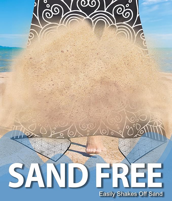 2 Packs Sand Proof Microfiber Beach Towels Adult –Quick Fast Dry Beach Oversized Accessories for Travel Swim Pool Yoga Camping Blanket Essentials Lightweight Must Haves Women Gifts Mandala Galaxy