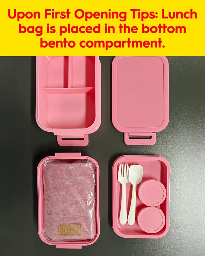 Adults Bento Lunch Box Set with Thermo Bag, 74oz Stackable Leak-proof 3-tiers Bento Box, Built-in Utensil and Sauce Container for Work, School, Dining Out (Blue)