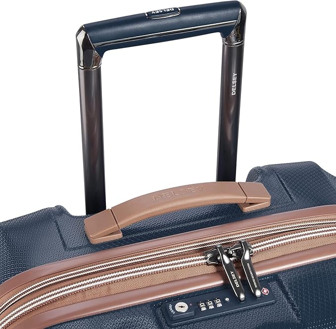DELSEY PARIS Carrousel Hardside Expandable Luggage with Spinner Wheels, Navy, Checked-Medium 24 Inch