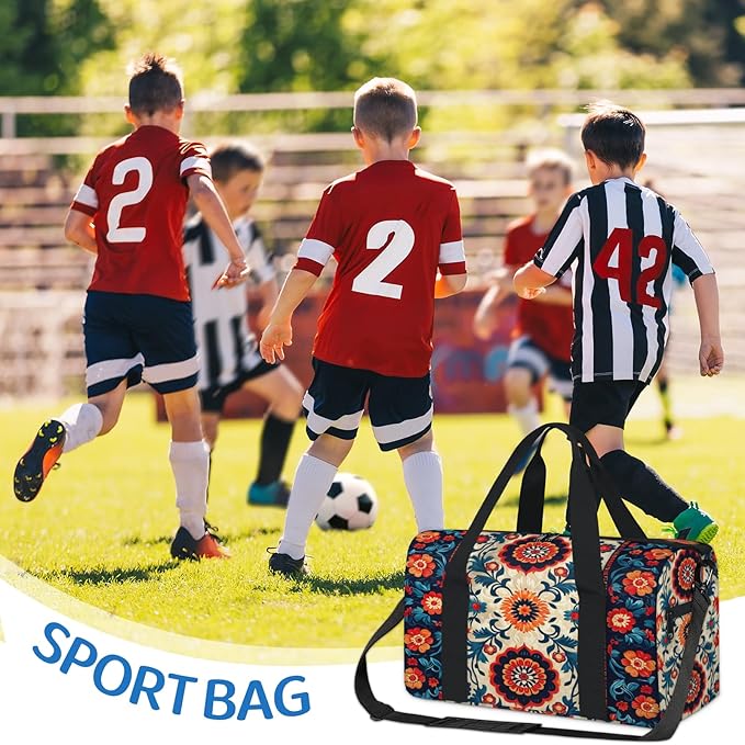 Abstract Colorful Flower Travel Duffle Bag for Women Men, Overnight Weekender Bag, Carry on Tote for Sport Gym
