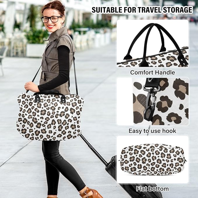 Travel Duffle Bag, Leopard Print Gym Bag with Storage Bag Weekender Overnight Bag for Men Women Trip Sports Yoga