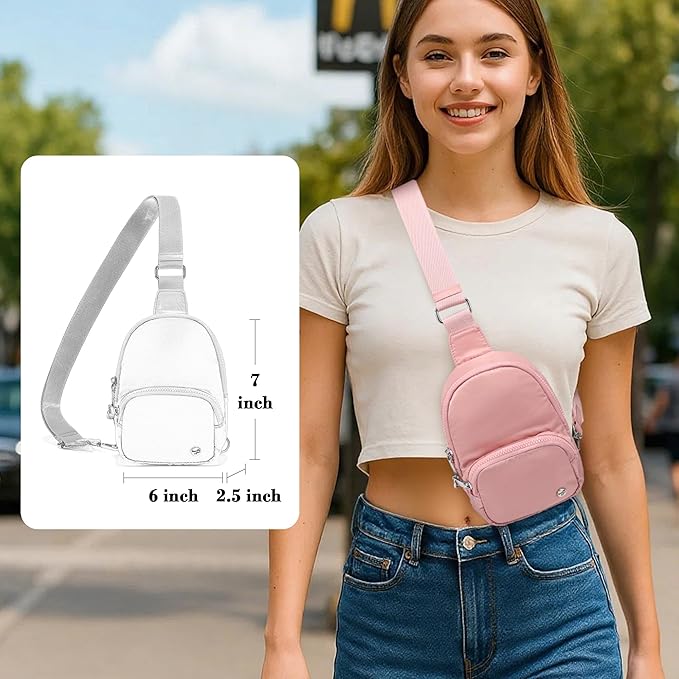 NEICOA Anti Theft Crossbody Bags for Women Small Nylon RFID Sling Bag Lightweight Travel Purse for Daily Casual Use(Pink)
