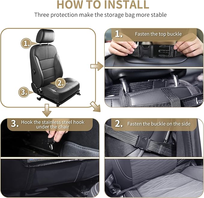 LUCMO Car Backseat Organizer with Touch Screen Tablet Holder-2 Pcs,9 Storage Pockets Car Storage Organizer Protectors Kick Mats Travel Accessories for Kids-Dark Blue