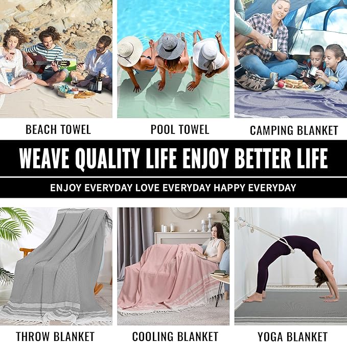 Genovega Large Throw Blanket Yoga Blanket Turkish Beach Towel Women Birthday Ideas Mother Day Grandma Grandmother Wife Sister Girlfriend Her Female Boss Teacher Appreciation Thank You Retirement
