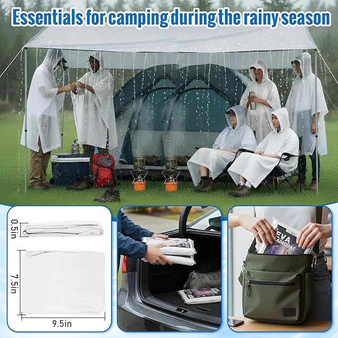Zhehao 40 Pcs Rain Ponchos for Adult Homeles Bulk Reusable Raincoat with Drawstring Waterproof Plastic Raincoat for Men Women