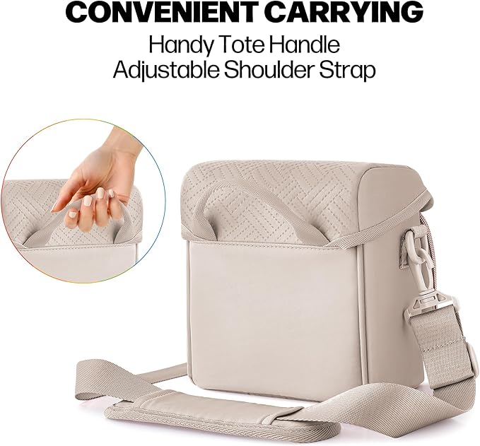 Camera Sling Bag Compatible with Polaroid Now 2nd/3rd Instant Camera, Crossbody Bag with Adjustable Strap, Light Tan