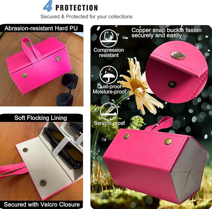 Longjet Sunglasses Organizer Travel Glasses Case 5 Slots Multiple Pairs Eyeglasses Storage Box Hanging Eyewear Holder