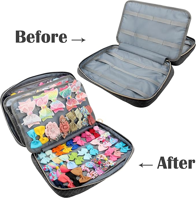 Micom Hair Accessories Storage Bag For Baby Girls, Hair Bow Organizer, Multifunctional Hair Accessories Storage Carrying Case for Display Hair Clips, Headbands, Scrunchies, Travelling Storage Bag