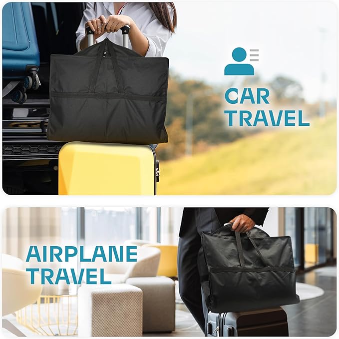 43" Travel Garment Bag with Accessories Zipper Pocket, Heavy Duty Suit Bag for Suits, Tuxedos, Dresses, Coats, Black, 1 pack