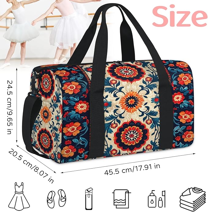 Abstract Colorful Flower Travel Duffle Bag for Women Men, Overnight Weekender Bag, Carry on Tote for Sport Gym