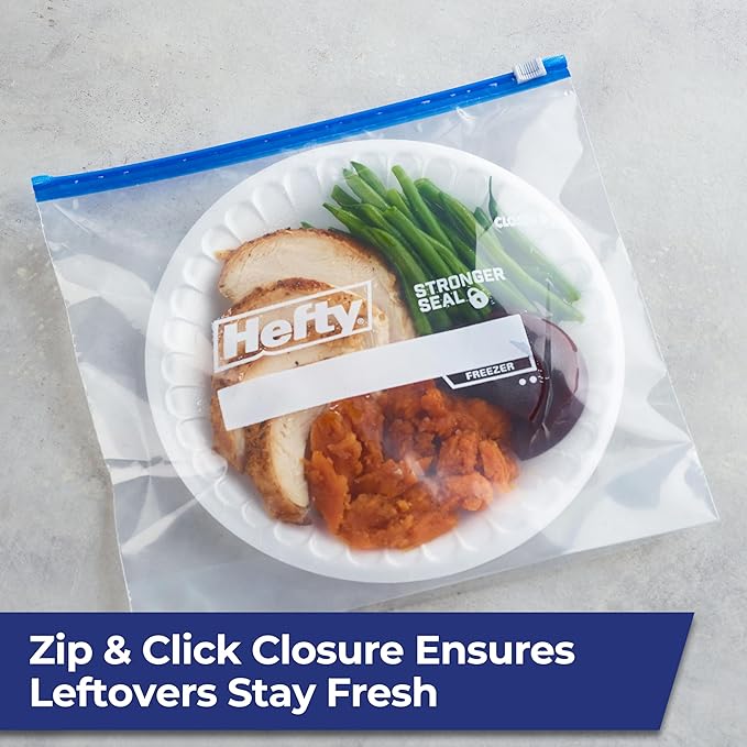 Hefty Slider Freezer Storage Bags, Gallon Size, 25 Count (Pack of 9), 225 Total