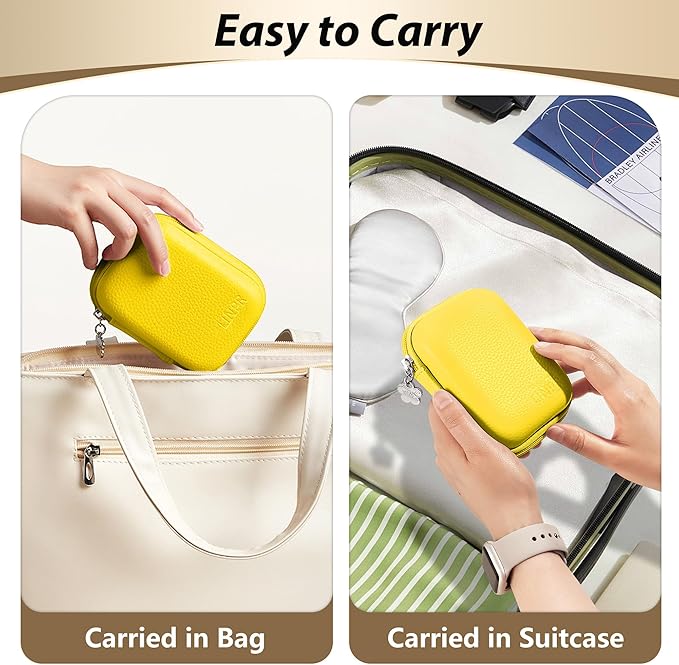 Digital Camera Case for CAMKORY, KODAK PIXPRO FZ45/FZ55, Canon IXUS 285 HS, Lecran, Small Travel Compact Camera Holder with Mesh Pocket for Accessories SD Card (Lemon Yellow)