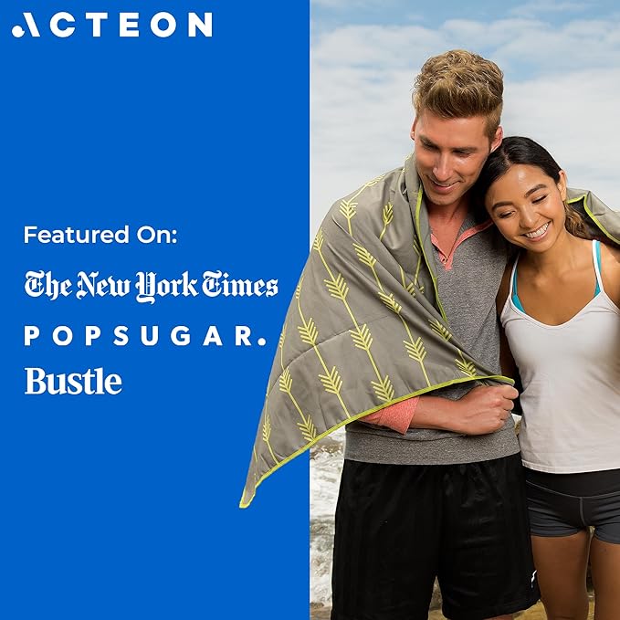 Acteon Large Microfiber Beach Towel, 64" x 30" Quick Dry Odor-Free Technology, Men & Women Fast Drying Absorbent Swim Towels for Swimmers, Sand, Pool, Travel, Hiking, Gym, Camping, Bath