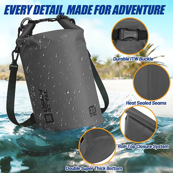 Waterproof Dry Bag, 5L/10L/20L/30L/40L Roll Top Lightweight Storage Backpack with Phone Case for Women & Men, Floating Waterproof Sack for Travel, Swimming, Kayaking, Paddle Board, Camping & Beach