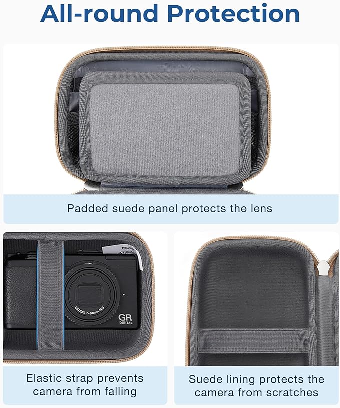 BAGSMART Digital Camera Case, Protective & Lightweight Camera Case with 2 Carrying Ways, Waterproof & Shockproof Small Camera Bag for Canon PowerShot G7X Mark II/III/Sony DSCW800/DSCW830 - Camel
