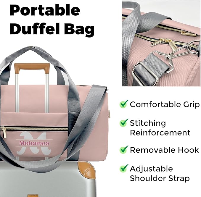 Personalized Tactical Gym Bag For Men，Custom Travel Duffel Bag with Name，Sports Workout Travel Bag with Shoes Compartment-Pink letters