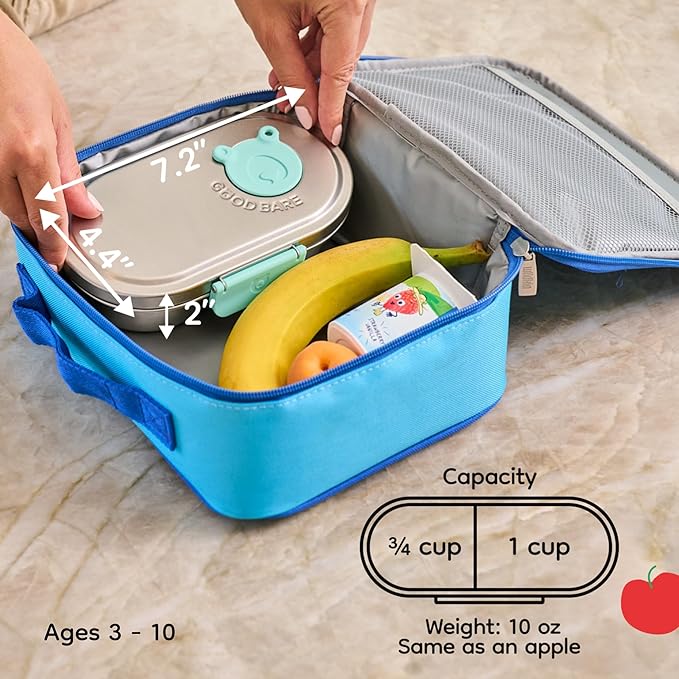 Good Bare Stainless Steel Snack Container for Kids – 2 Compartment Metal Bento Box, Leakproof, Non-Toxic, Easy-Open Latch, Dishwasher Safe, Small Snack Pack, Perfect for On-the-Go (Sweet Pink)