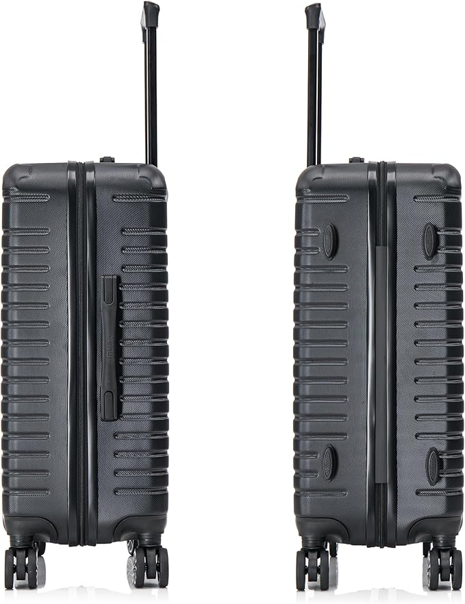 InUSA DEEP Luggage with GEL Handle | Spacious Traveling Suitcases, Travel Suitcase with Dual Spinner Wheels and Studs | 24 Inch Medium Hardside Luggage | Black