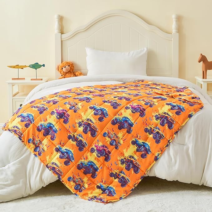 yescool Truck Car Weighted Blanket 7 Pounds Cooling Weighted Lap Blanket, Heavy Blanket for Sleeping, Breathable Weighted Throw Blanket Gifts for 60-80lbs, 40"x60"